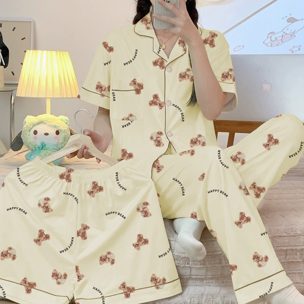 Пижама штаны+шорты+рубашка 1486