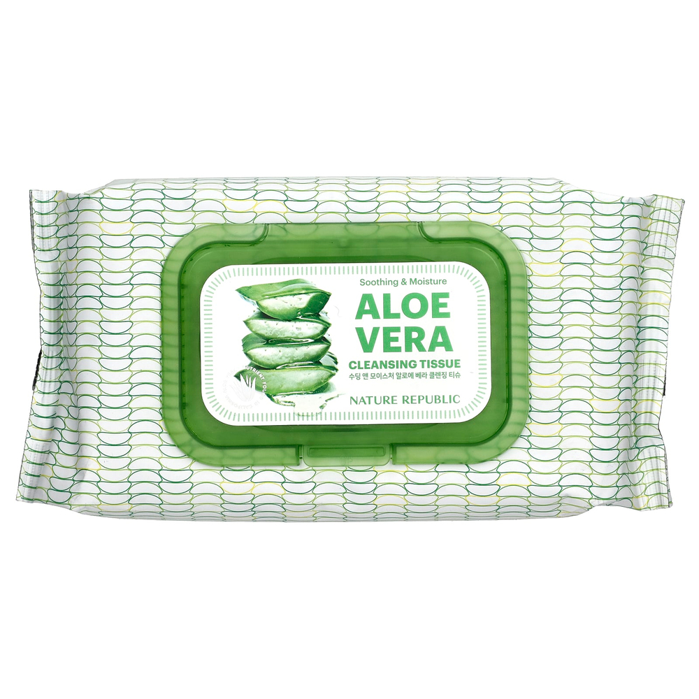 Nature Republic, успокаивающее и увлажняющее алоэ вера, очищающая салфетка, 80 шт.