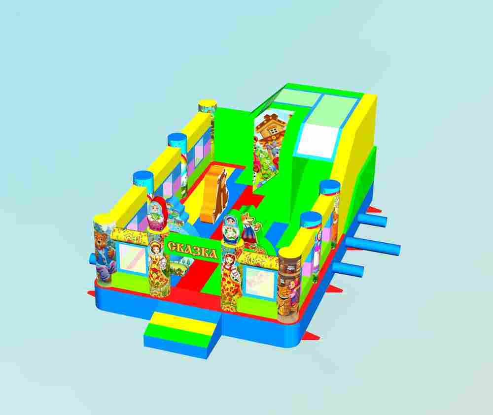 Коммерческий надувной батут "Русские сказки", 6x4x2.5 м.