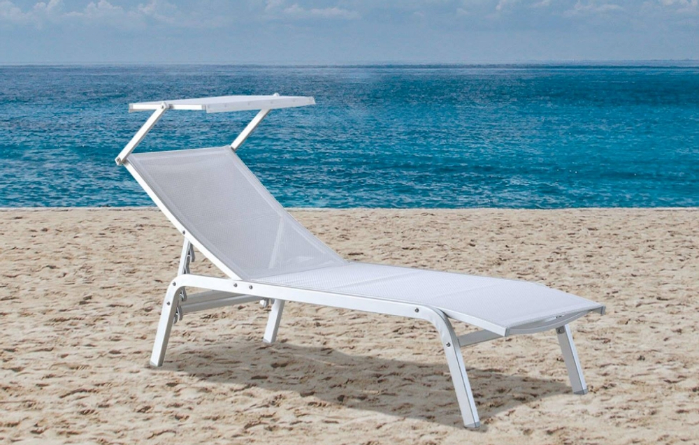 Шезлонг-лежак металлический Magnani Navy, серебристый