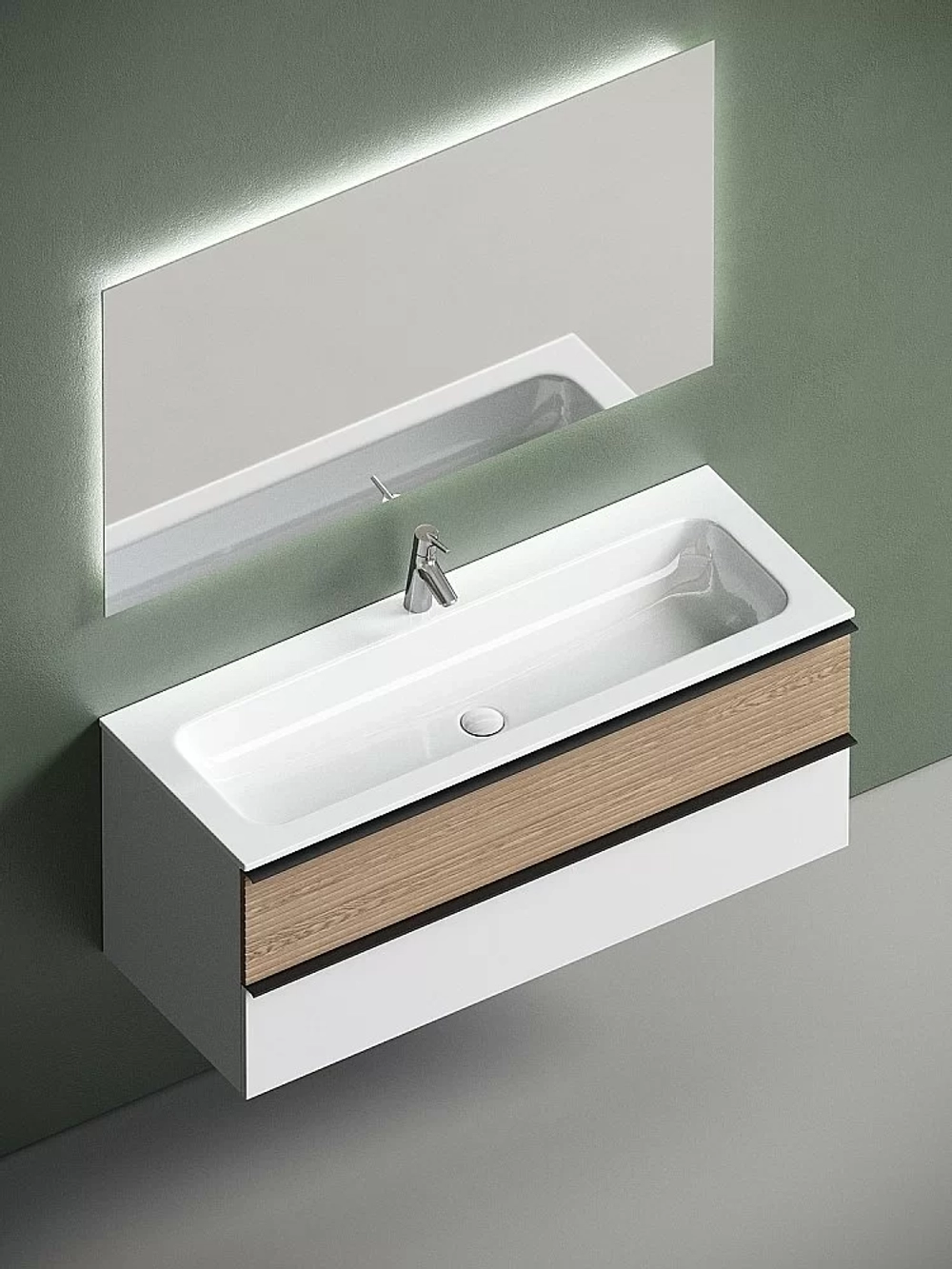 Тумба с раковиной Sancos DELTA DL120W 120 дуб светлый/белый