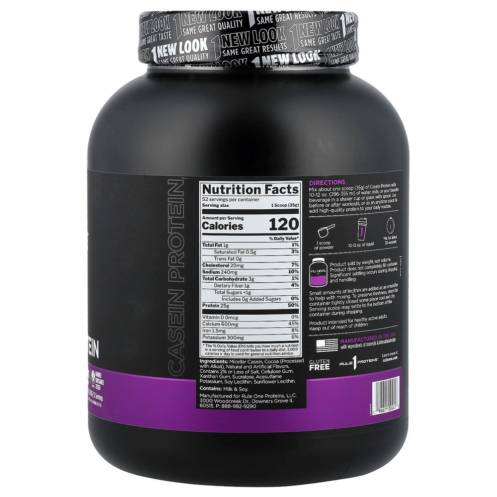 Rule One Proteins, казеиновый протеин, со вкусом шоколадной помадки, 1,82 кг (4,01 фунта)