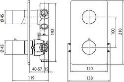 Bossini термостат с переключателем на 2-5 выхода, встраиваемый, внешняя часть, цвет матовый черный