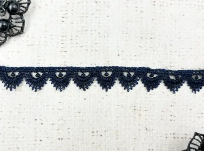 Кружево плетеное, ш. 1,5 см, тёмно-синий