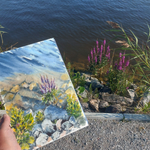 Картина авторская акварельная в паспарту 30х40 см на стену для интерьера "На причале"