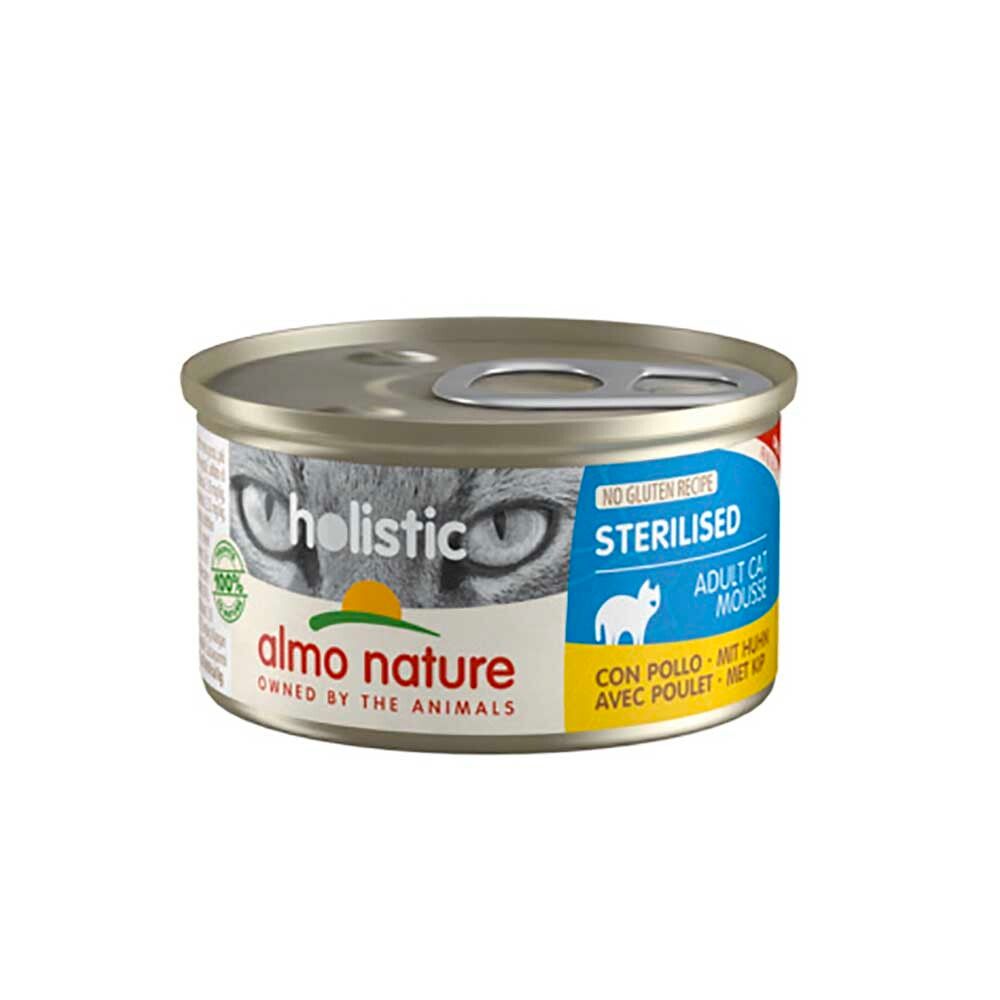 Almo Nature консервы для кошек стерилизованных с цыпленком 85 г банка (Holistic Sterilised)