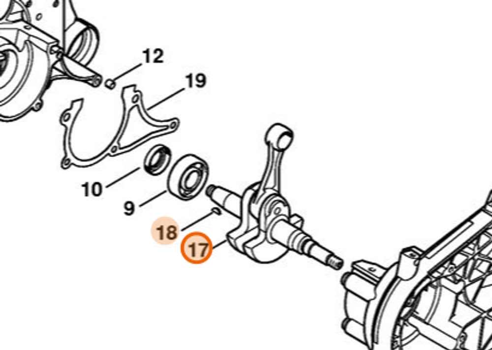 Коленчатый вал для бензореза TS800, арт.TS70016PRO (STIHL 4224 030 0400)
