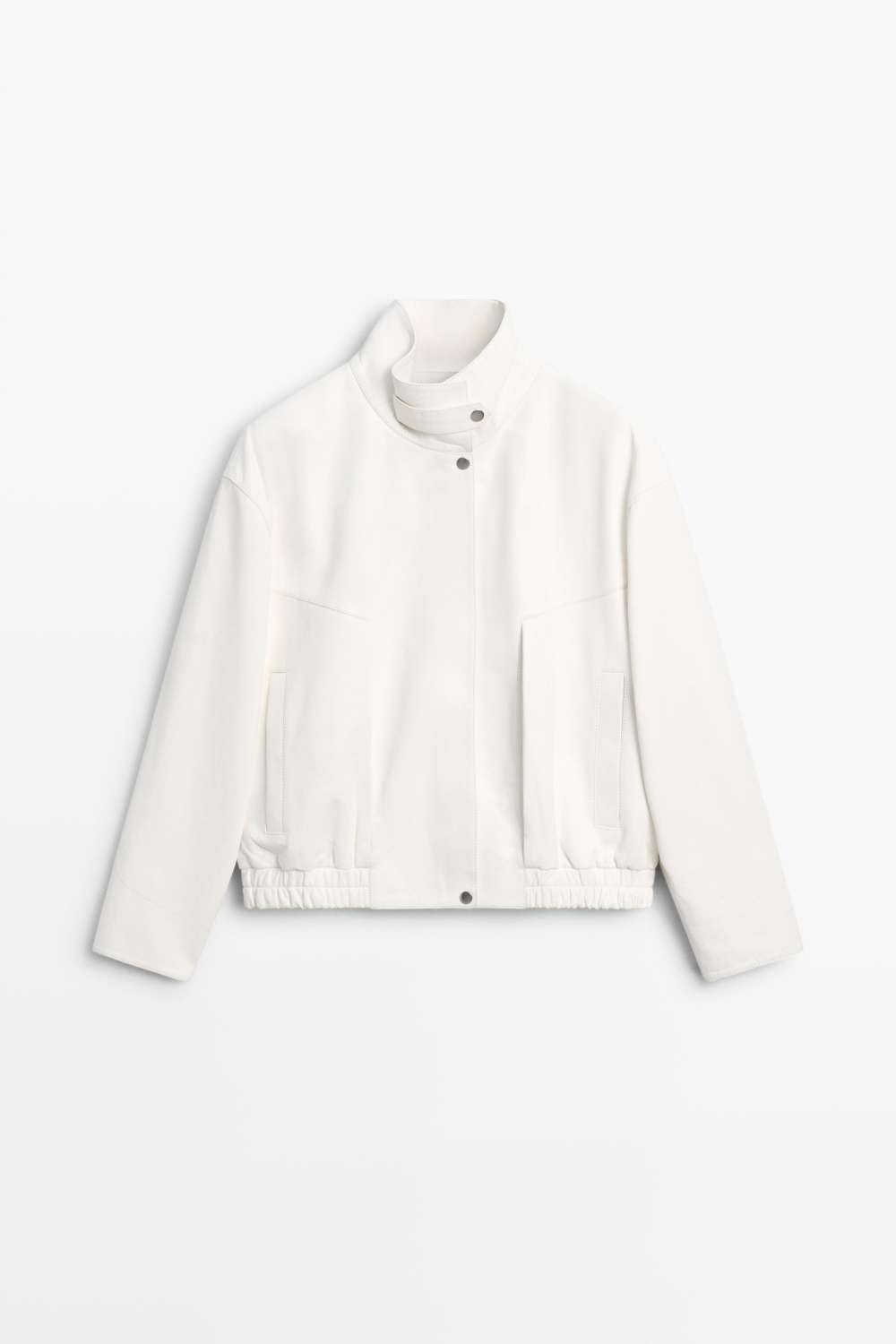 Massimo Dutti Бомбер из кожи наппа, белый