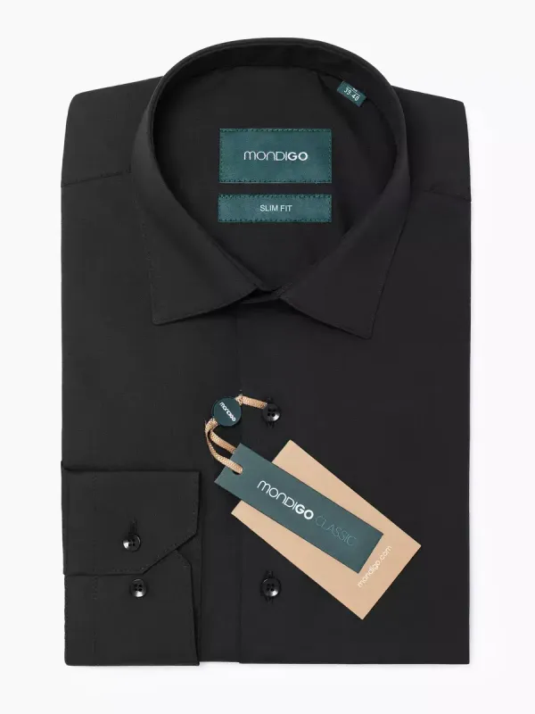 Рубашка приталенная SLIM FIT с длинным рукавом, черная