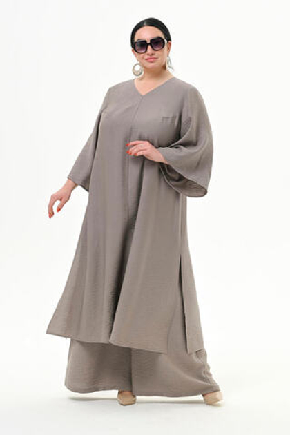 Туника длинная с разрезами, цвет капучино