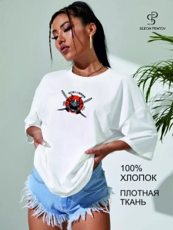 Футболка оверсайз с принтом Самурай