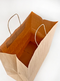 Крафт пакет 350 х 190 х 345 мм с крученными ручками, бурый, 90гр/м2