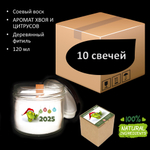 Свеча новогодняя , года ЗМЕИ 2025, ЭКО с ароматом хвои и цитрусов - 120 мл