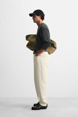 ZARA ДВУХСЛОЙНАЯ ФУТБОЛКА ИЗ РЕЛЬЕФНОЙ ТКАНИ, ТЕМНО-ЗЕЛЕНЫЙ