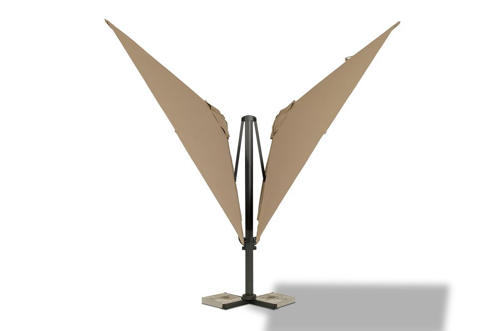"Фабриано" зонт двухкупольный 3x3м на алюминиевой опоре, тент бежевый