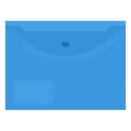 Пласт. конверт inФОРМАТ А4 на кнопке пластик 150 мкм синий карман д/визиток