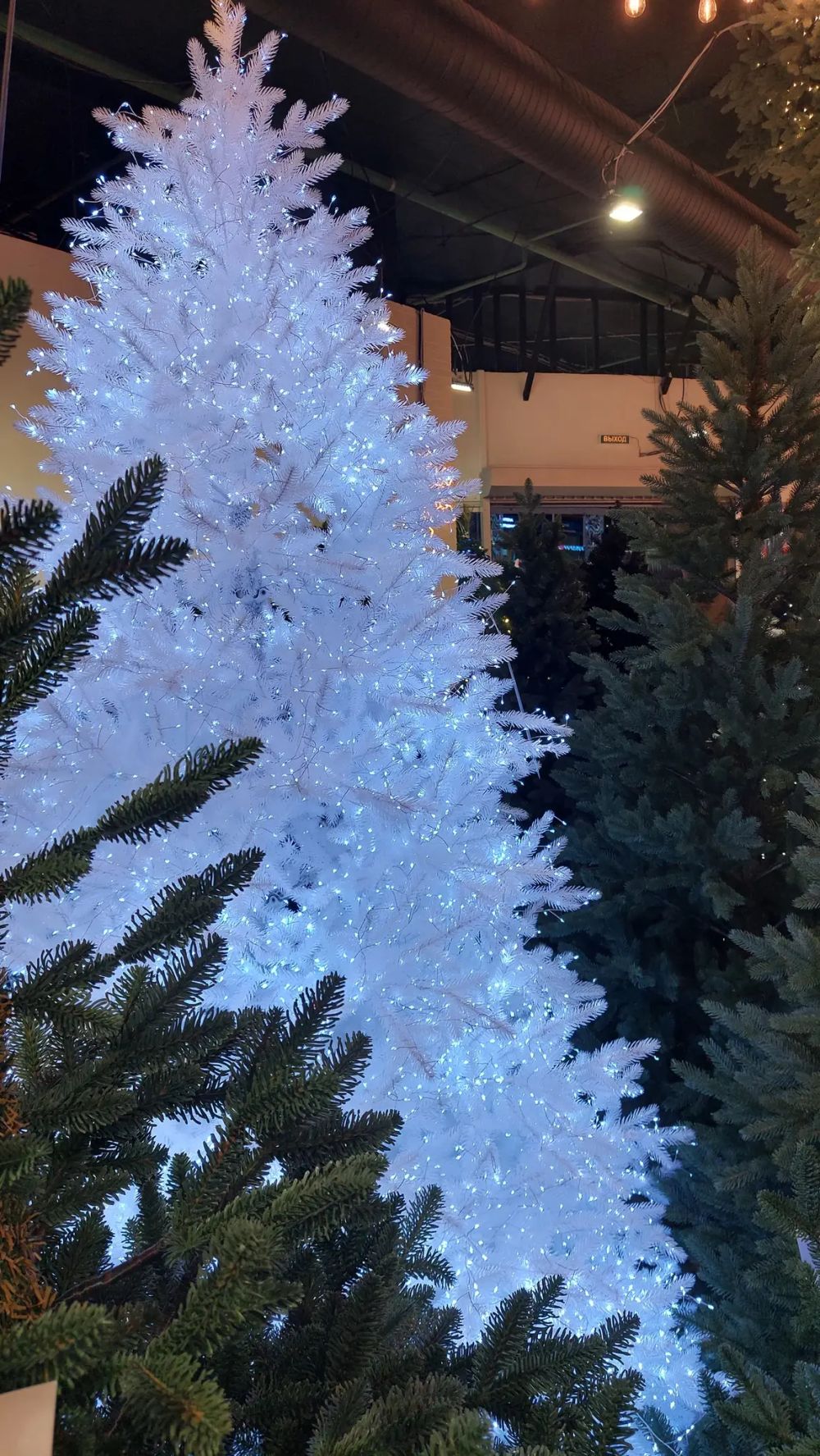 Белая елка «Хрустальная» (Литая хвоя прозрачно-белая) 270 см / 2,7 м