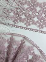 Тесьма сетка с вышивкой, пыльная роза,14см, AF