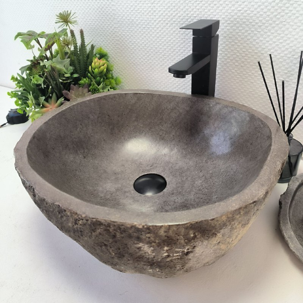 Каменная раковина из речного камня RS-63469 (46*40*15) 0122