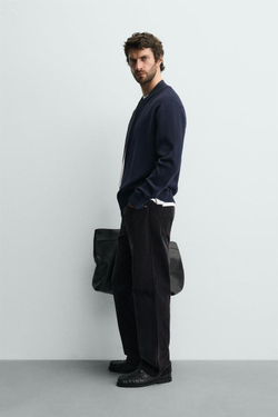 ZARA КАРДИГАН ИЗ СМЕСОВОГО ХЛОПКА, МОРСКОЙ СИНИЙ