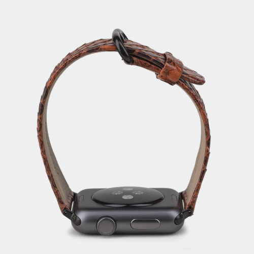 Ремешок для Apple Watch 44/45/46 mm из кожи питона, цвета Коньяк