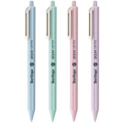 Ручка шариковая автоматическая Berlingo "Green Series" 0,7мм, синяя, корпус ассорти