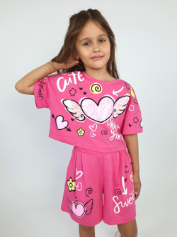 02-121-6 Комплект для девочки (фуфайка+ шорты)