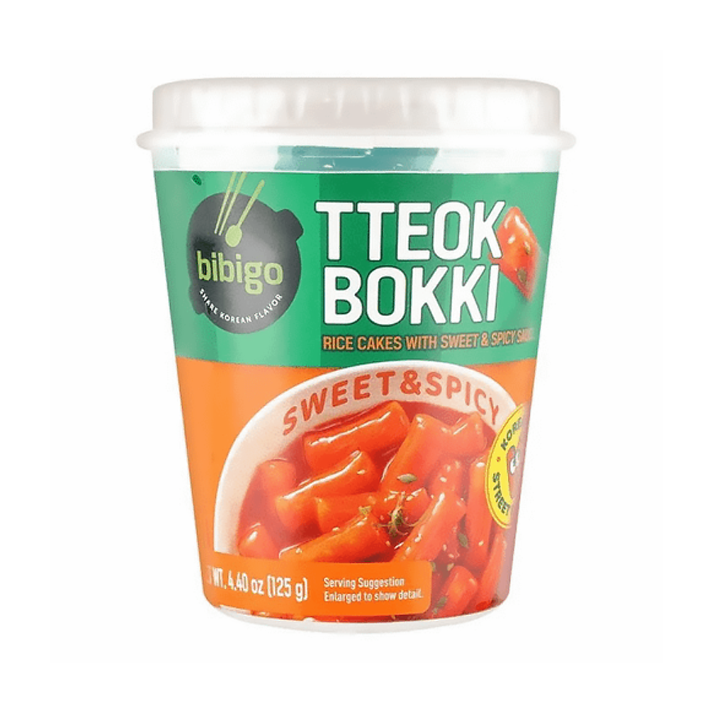 Рисовые клёцки с остро-сладким соусом в стакане, 125 г, 1/24, т.м. BIBIGO, Корея