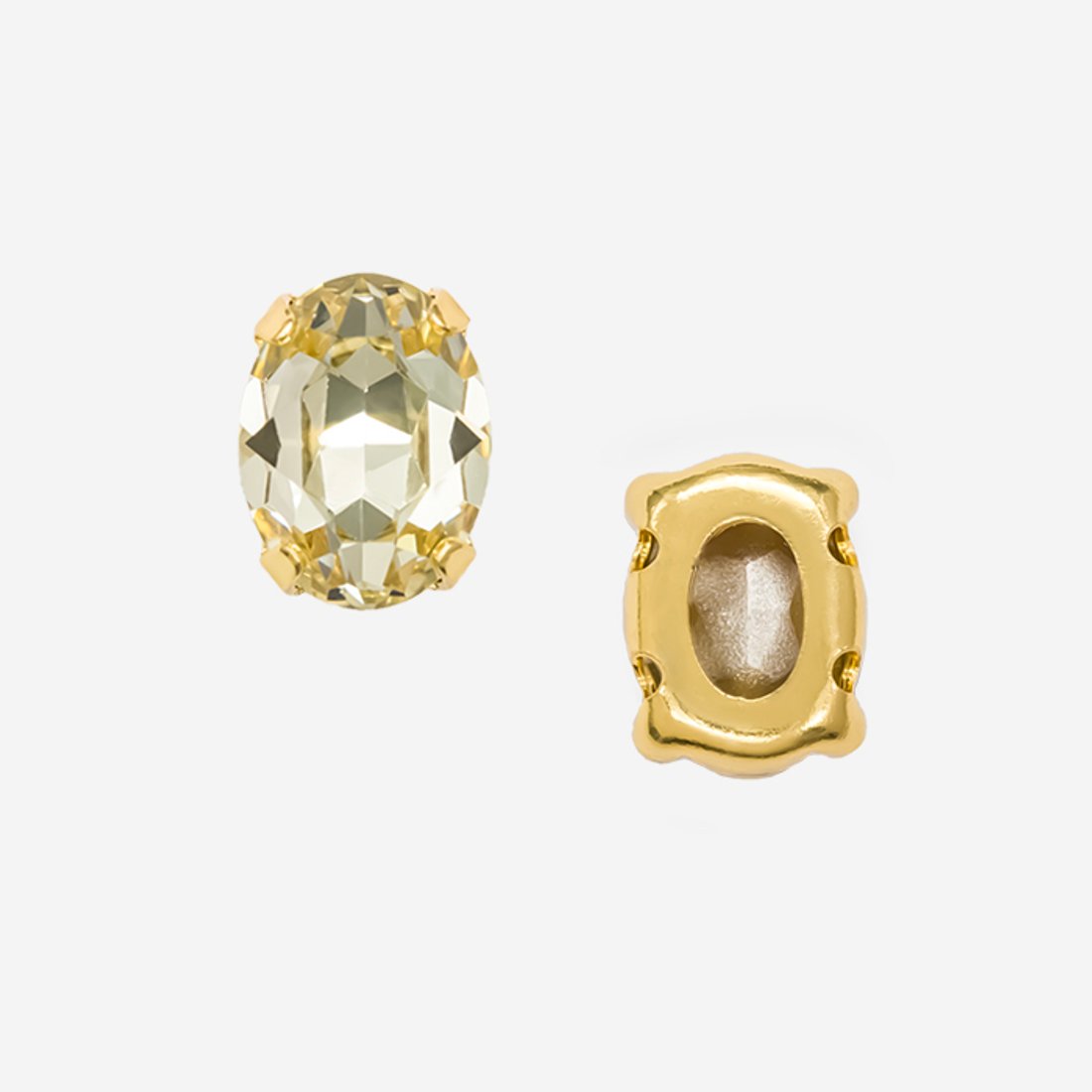 Овал (Oval Fancy Stone) в цапах, оттенок "Jonquel", 8*6мм, позолота