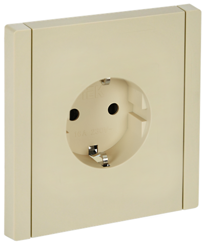 FORTE&PIANO Розетка 1-местная с заземлением с защитными шторками безвинтовое крепление 16А FP413 ваниль IEK