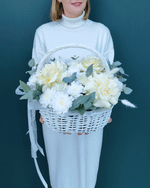 Цветочная корзина белая(00449)