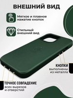 Кожаный чехол Leather Case iPhone 12 / 12 Pro, Green Темно-Зеленый