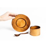 Деревянный набор - кофейная пара и ложка из древесины кедра. NC18