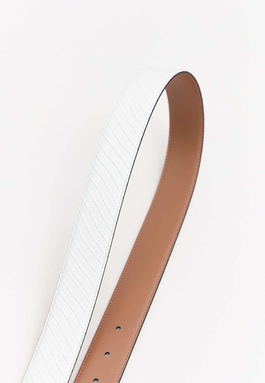 Классический ремень из кожи под рептилию, 35 мм, белый