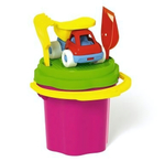 Песочный набор №106 (ведро 0,3 л. сито, совок, грабли, машинка «Бублик») (Стеллар)