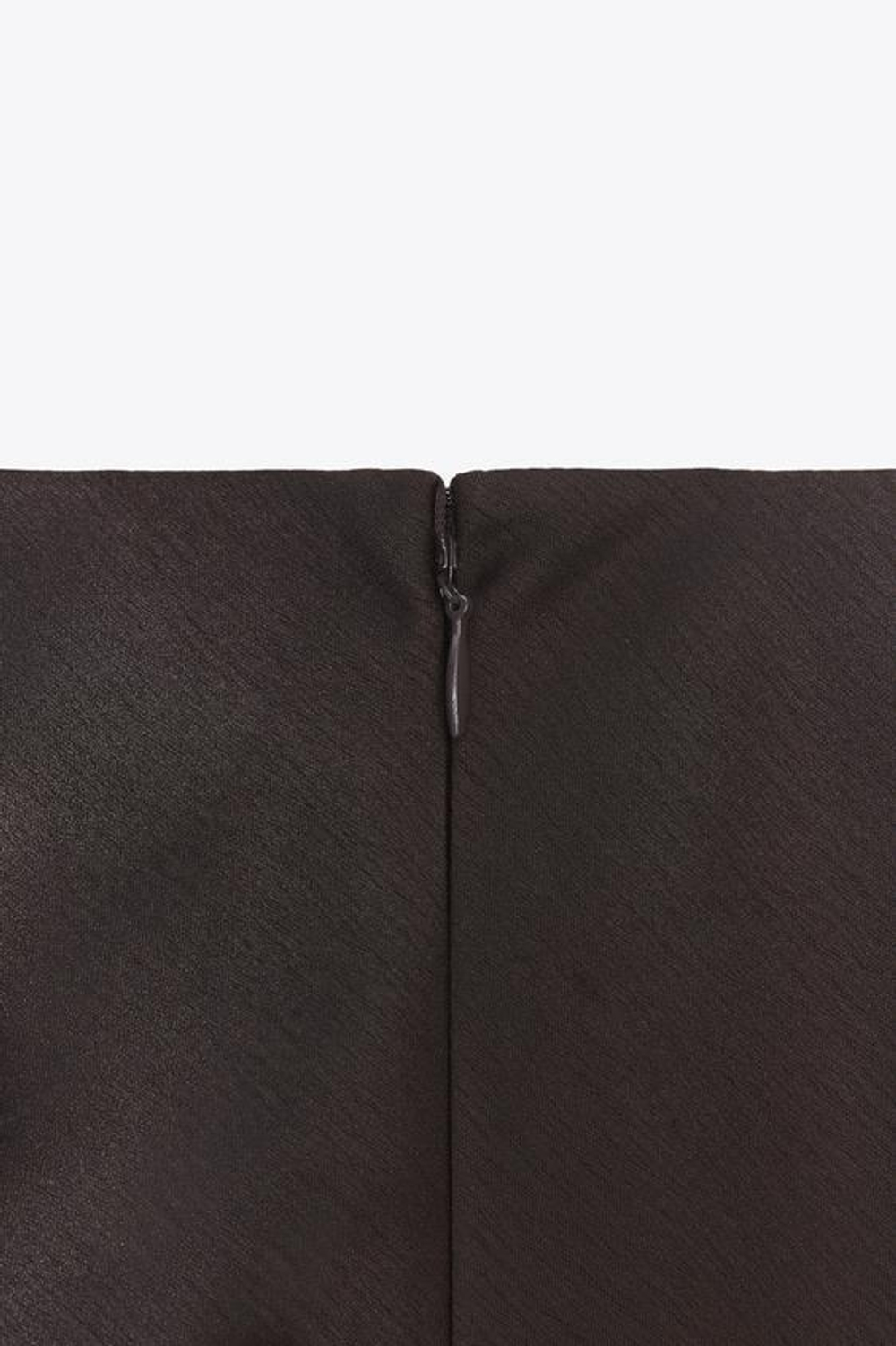 ZARA АТЛАСНАЯ ЮБКА С КРУЖЕВОМ — ZW COLLECTION, ТЕМНО-КОРИЧНЕВЫЙ