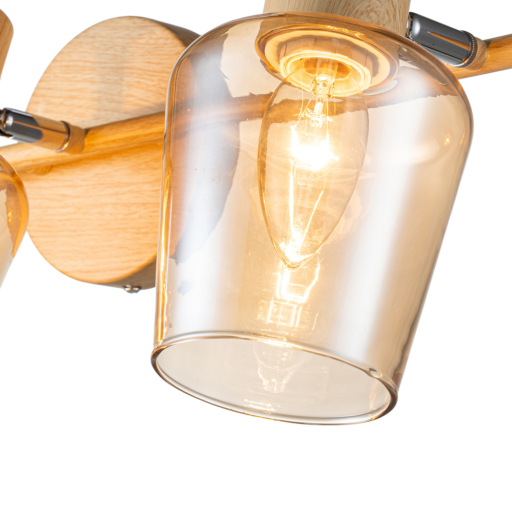 Настенный светильник 3x40Вт E14, металл/стекло, дерево