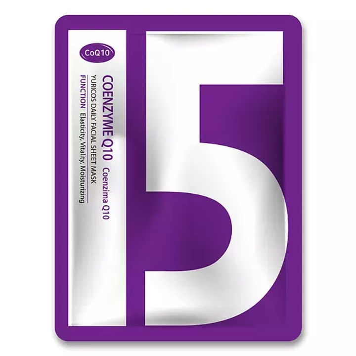Маска для лица Yuricos Yurico5 Coenzyme Q10 тканевая с Коэнзимом Q10 Facial Sheet Mask 22 мл