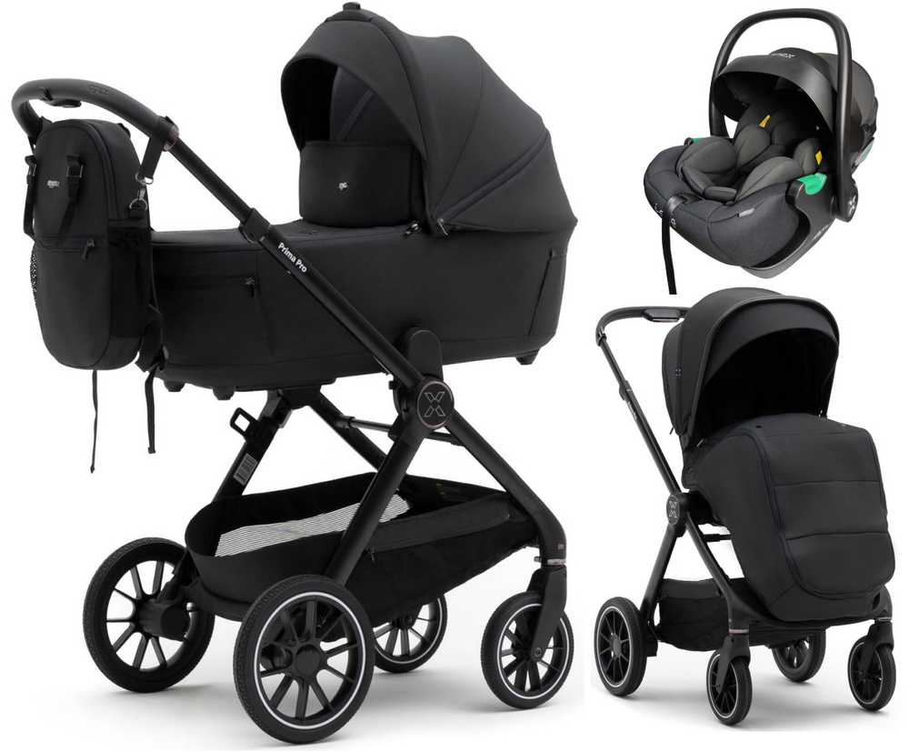 Коляска Agex Prima Pro 3 в 1 с автокреслом i-Safe S Black Midnight Grey (Темно-серый)