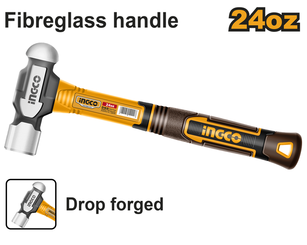 Молоток с круглым бойком INGCO HBPH81024 660 г