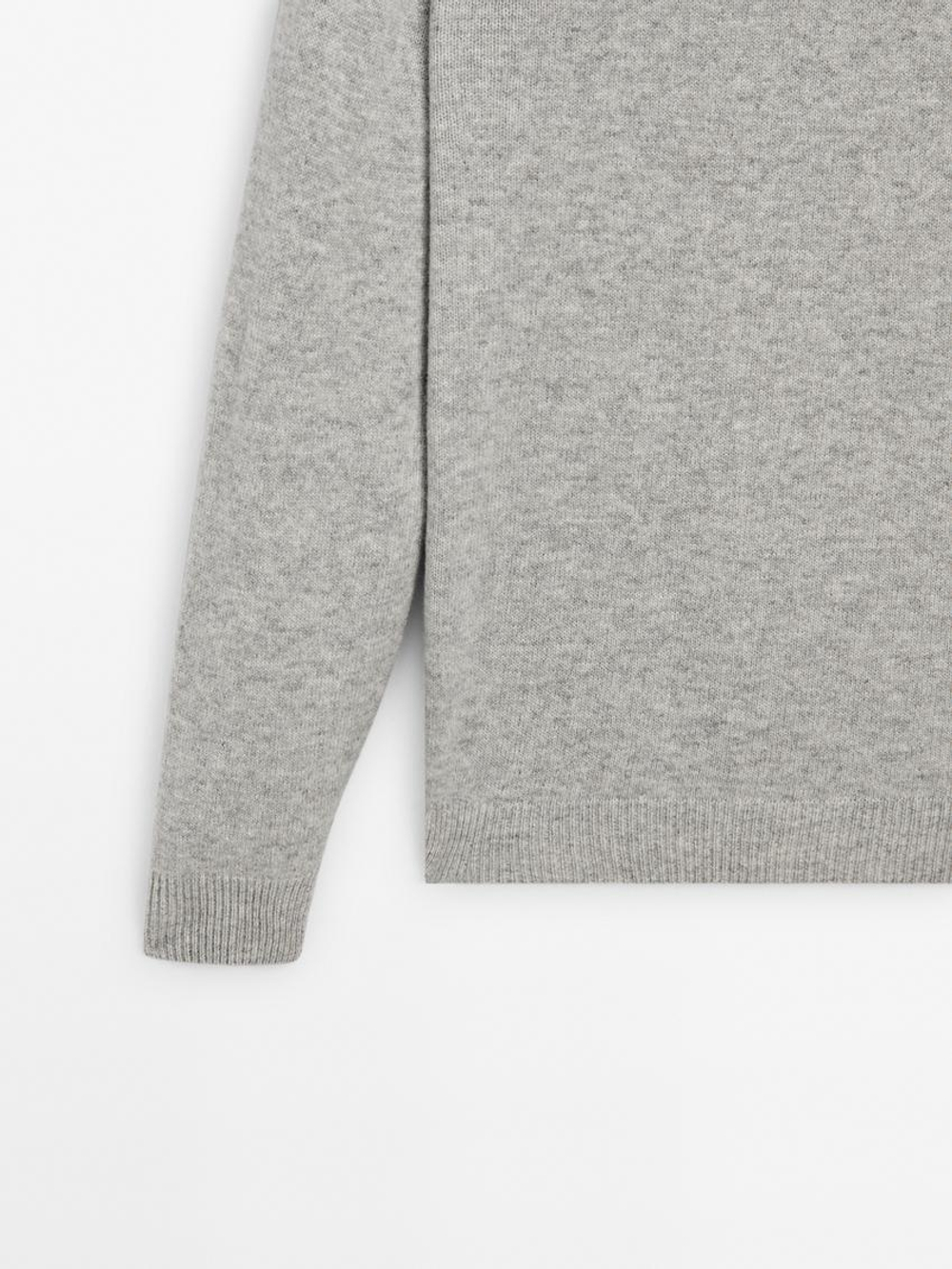 Massimo Dutti Свитер из смесовой шерсти с круглым вырезом, серый меланж