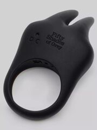 Черное эрекционное виброкольцо Sensation Rechargeable Vibrating Rabbit Love Ring