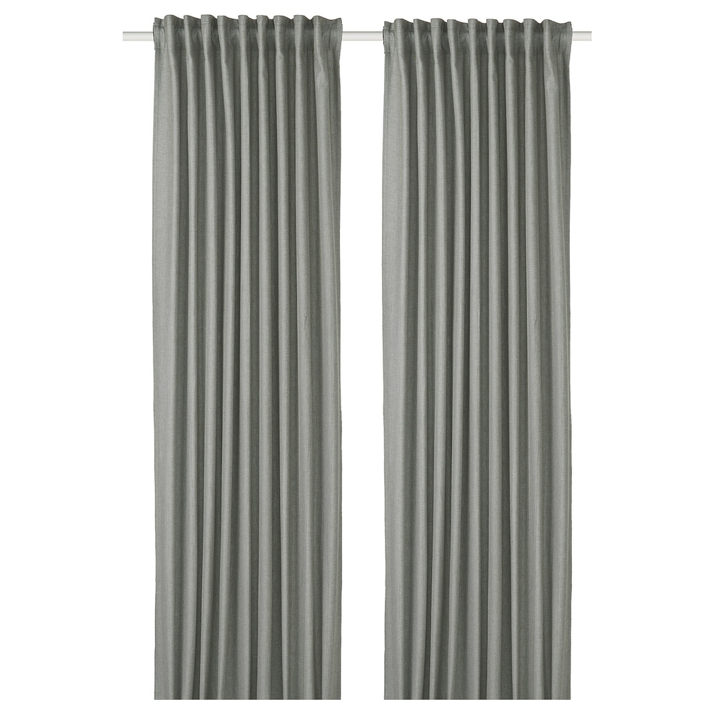IKEA TIBAST  (ИКЕА ТИБАСТ)  -  Шторы, 1 пара, на ленте/темно-зеленый, 145x300 см