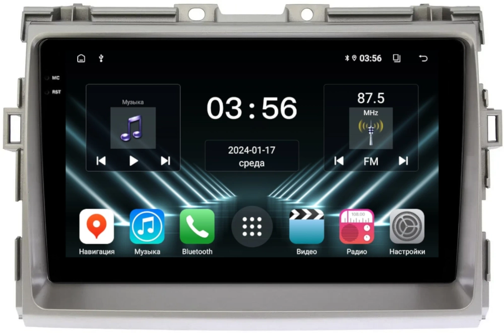 Магнитола для Toyota Estima 3 2006-2016 (без 360, рамка серая) - FarCar DX9-9574-9 монитор 9.5" IPS на Android 13, 4+64Гб, CarPlay