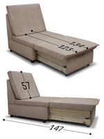 Кресло-кровать малогабаритное Экономик, велюр Rich Beige, купон Котенок сидит