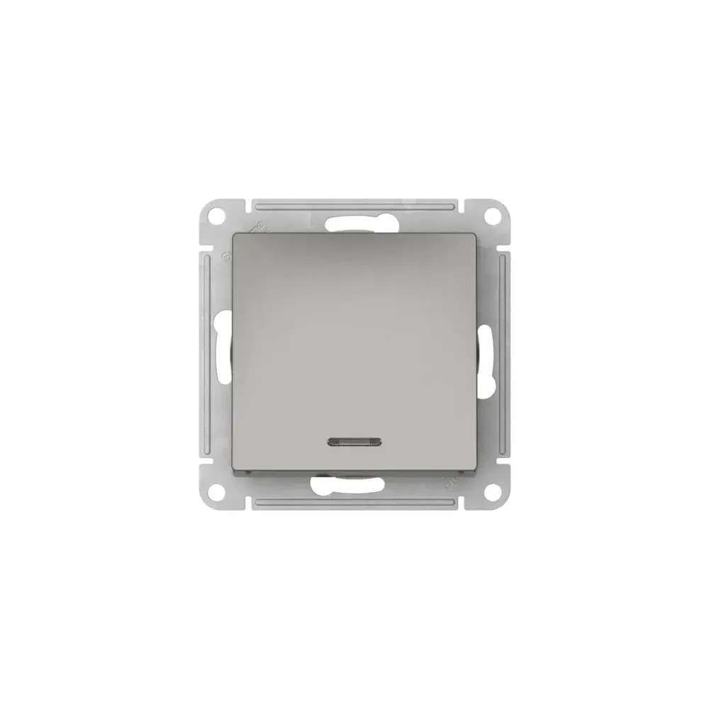 ATLASDESIGN 1-клавишный ВЫКЛЮЧАТЕЛЬ с подсветкой, сх.1а, 10АХ, мех., быстрозажим. клем., СТАЛЬ