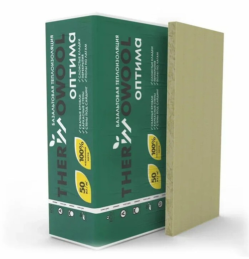 МинПлита ИЗОМИН Оптима 50кг/м ThermoWool 1200х600х50 5,76кв. 0,288куб 32кг