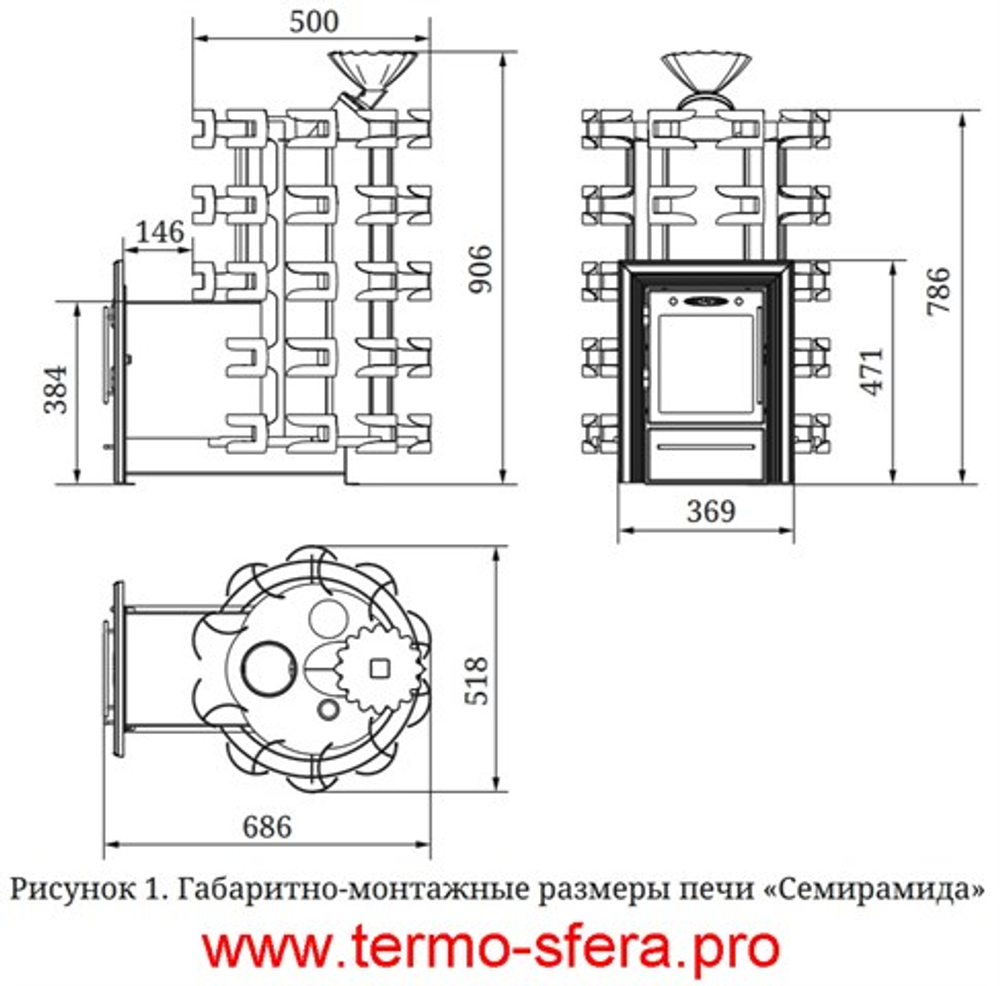 Банная печь-несетка Семирамида Inox Люмина антрацит ТМФ