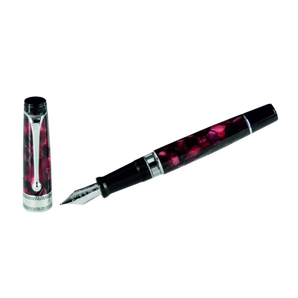 Перьевая ручка Aurora Optima Auroloide Variegated Burgundy CT, перо — F, в подарочной коробке