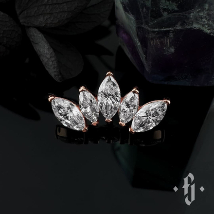 Кластер "Crown Marquise" - Розовое золото - White CZ